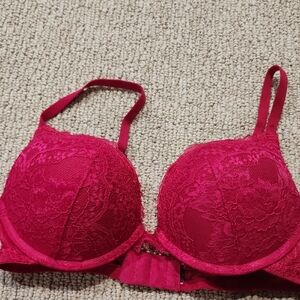 Elegant Lace Women's Bra - Dark Pink